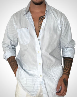 Camicia T.hilfiger righe sottili azzurrine