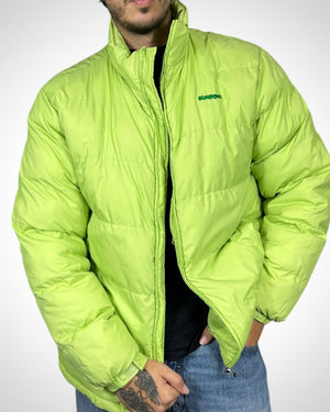 Piumino Vintage Kappa Verde Lime con Maxi Logo Retro
