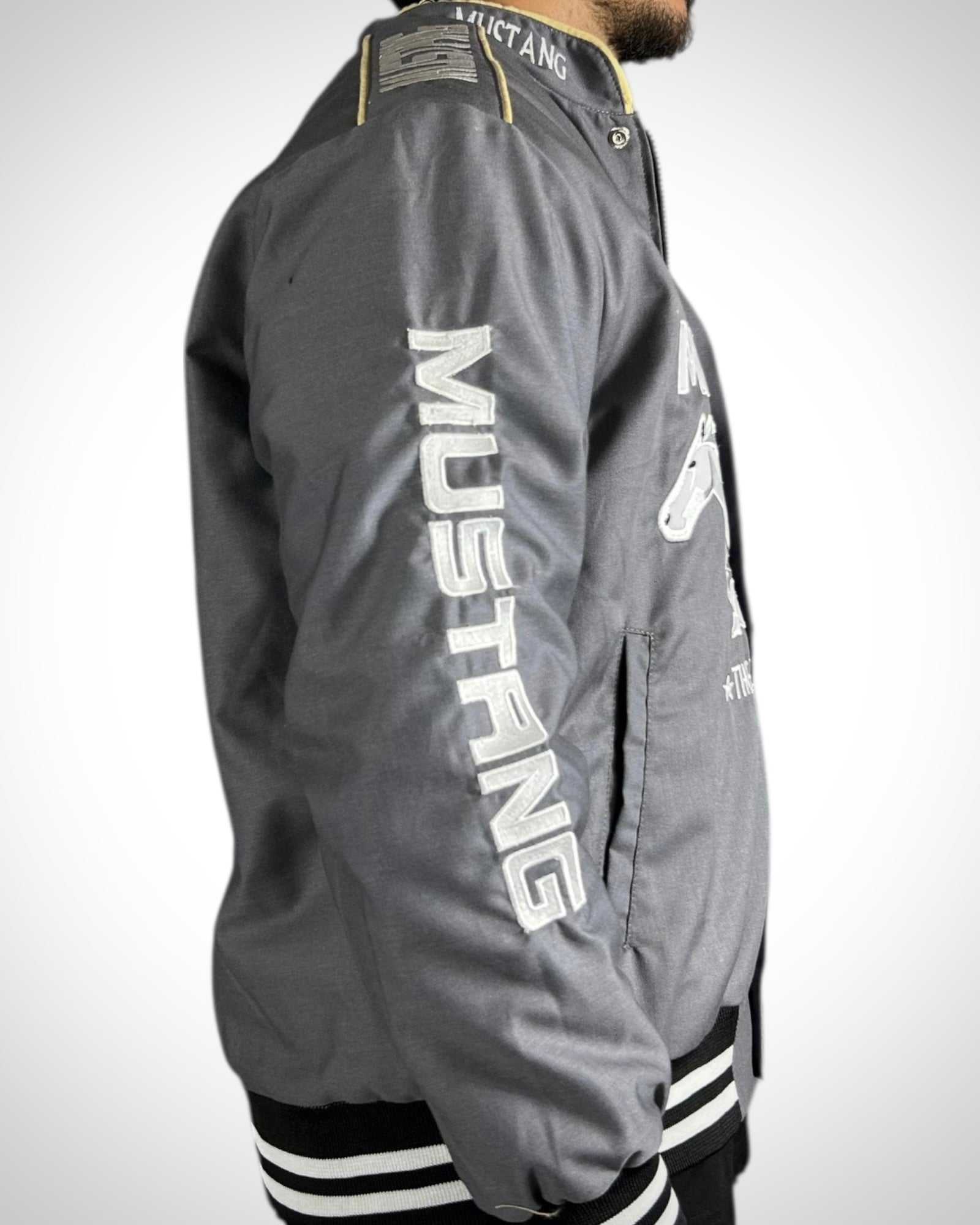 Giacca Ford Mustang “The Legend Lives” vintage grigia