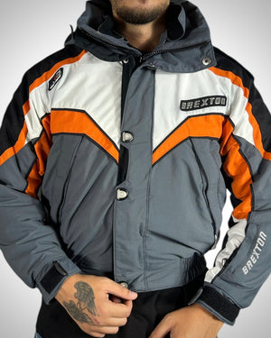 Giubbino Brexton vintage racing grigia/arancio