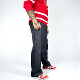 Jeans Reworked Evisu Denim Baggy con Gabbiano Gold Laminato