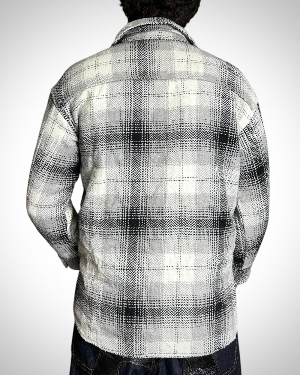 Vintage Wool Check Overshirt Grey Tone