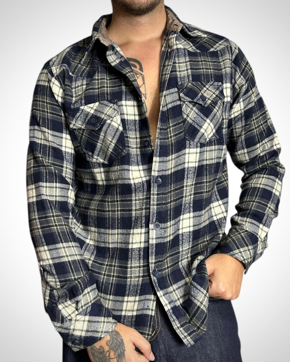 Vintage Check Shirt Navy Cream