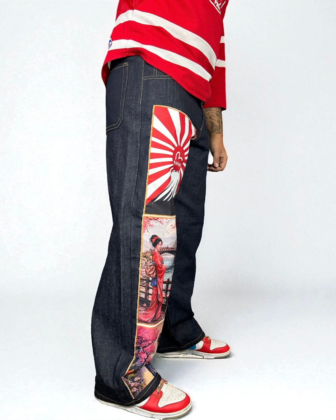 Jeans Reworked Evisu Denim Baggy “Rising Sun Japan”
