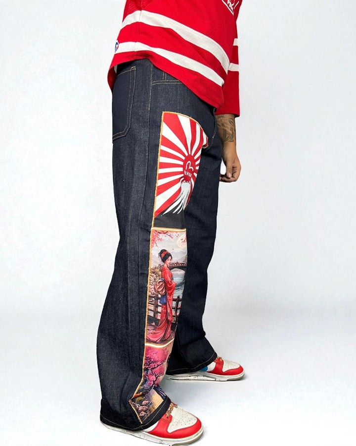 Jeans Reworked Evisu Denim Baggy “Rising Sun Japan”