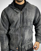 Giubbotto Dickies Vintage Stone Washed Nero con Cappuccio – Custom Rework Quilted Jacket