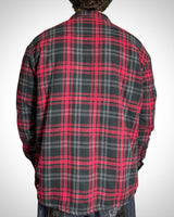 Vintage Sherpa Lined Check Shirt Red Black INTERNO IN PELLICCIA