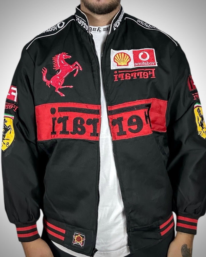 Giacca Racing Ferrari F1 Team Nera/Rossa con Sponsor
