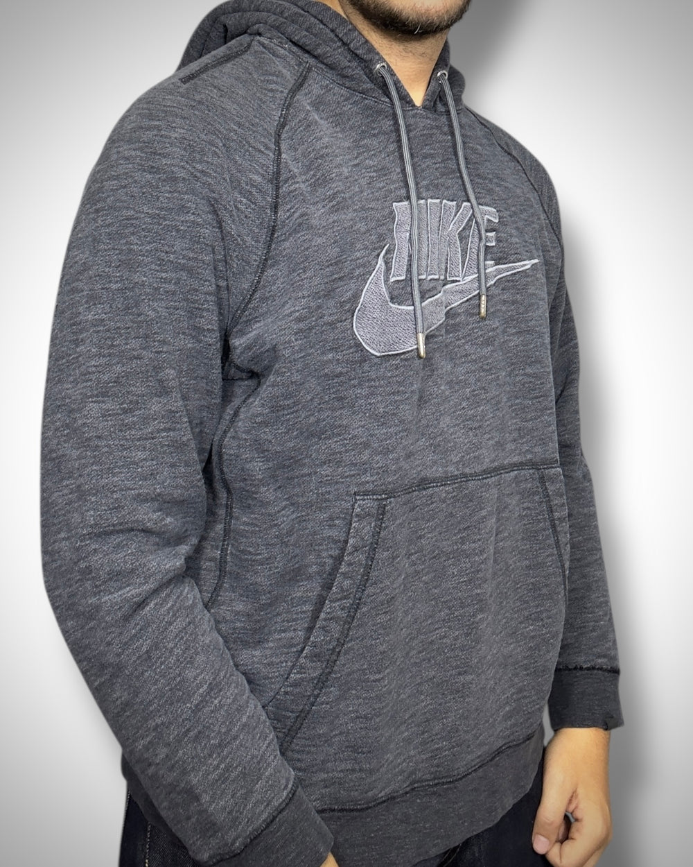 Felpa Vintage Nike Hoodie Grigio Mélange – Classic Swoosh Edition