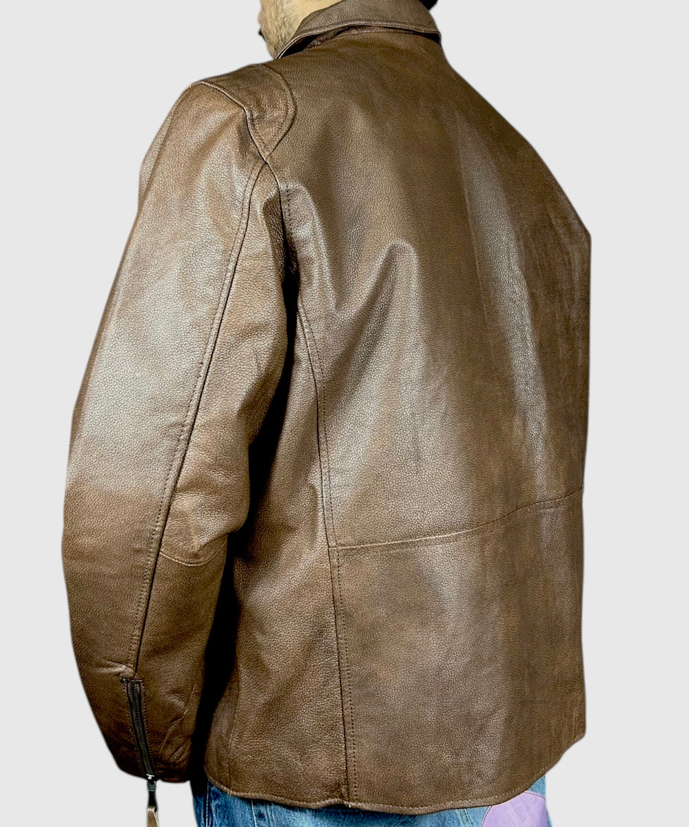 Giubbotto Vintage in Vera Pelle Marrone “Stock Car Racing Speedway” — Pig Skin 90s