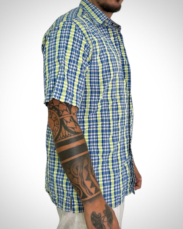 Tommy Jeans Camicia a Mezza Manica – Quadretti Blu e Gialli