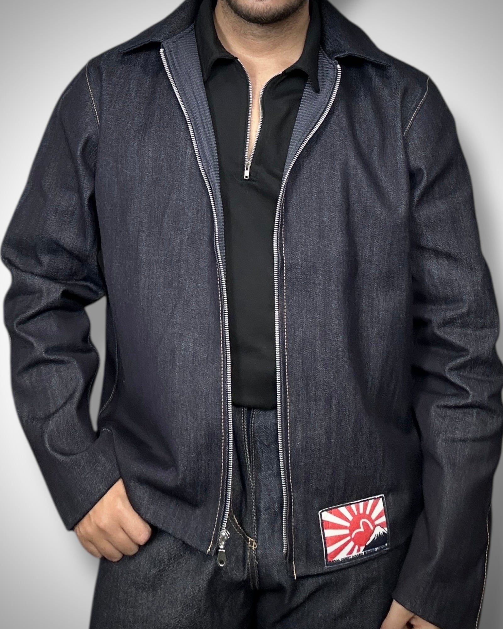 Giacca Reworked Evisu Blu Metallic Interno Trapuntato