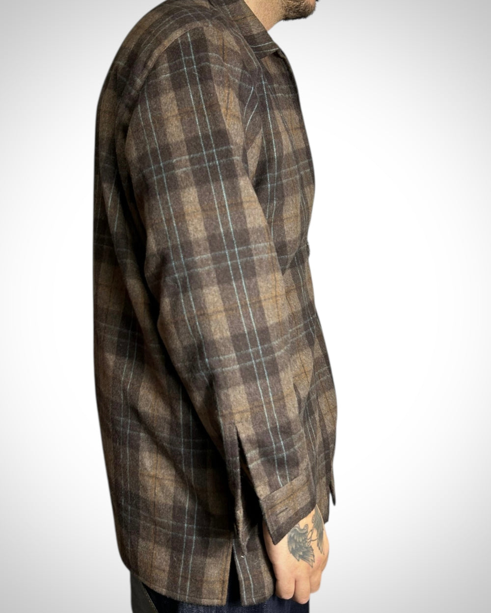 Vintage Wool Check Zip Shirt