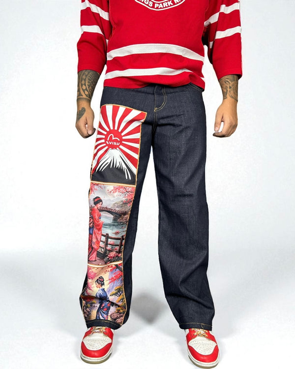 Jeans Reworked Evisu Denim Baggy “Rising Sun Japan”