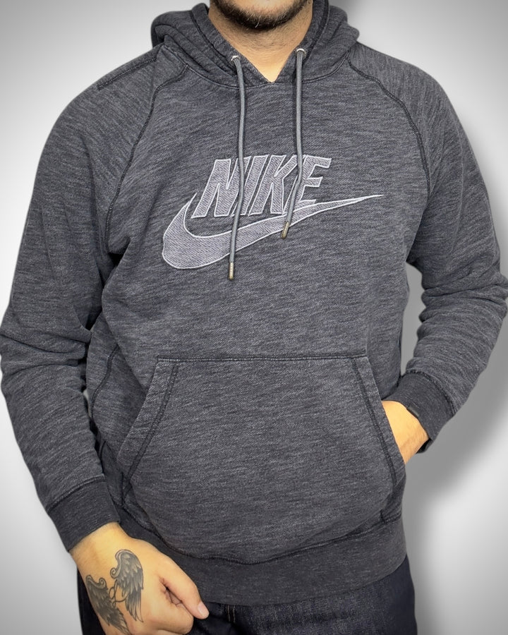 Felpa Vintage Nike Hoodie Grigio Mélange – Classic Swoosh Edition