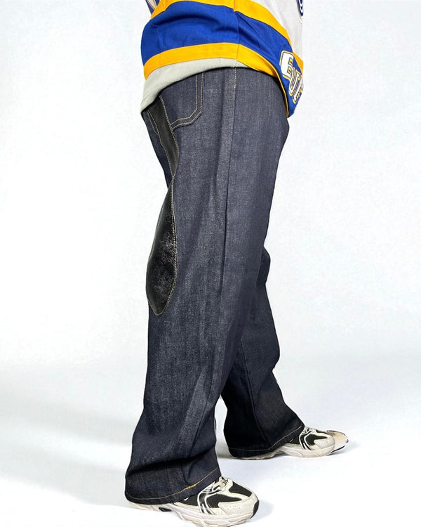Jeans Reworked Evisu Denim Baggy con Gabbiano Silver