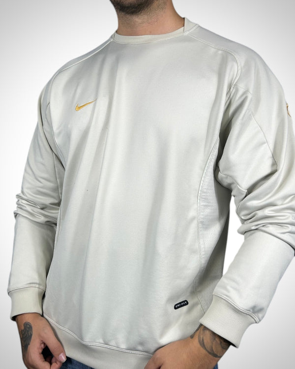 Felpa Vintage Nike Dri-Fit Beige con Ricami Oro