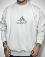 Felpa Vintage Adidas Bianco Panna – Essential Logo Crewneck