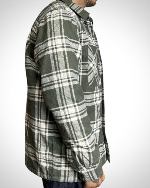 Vintage Check Padded Shirt Military Tone Interno piumino