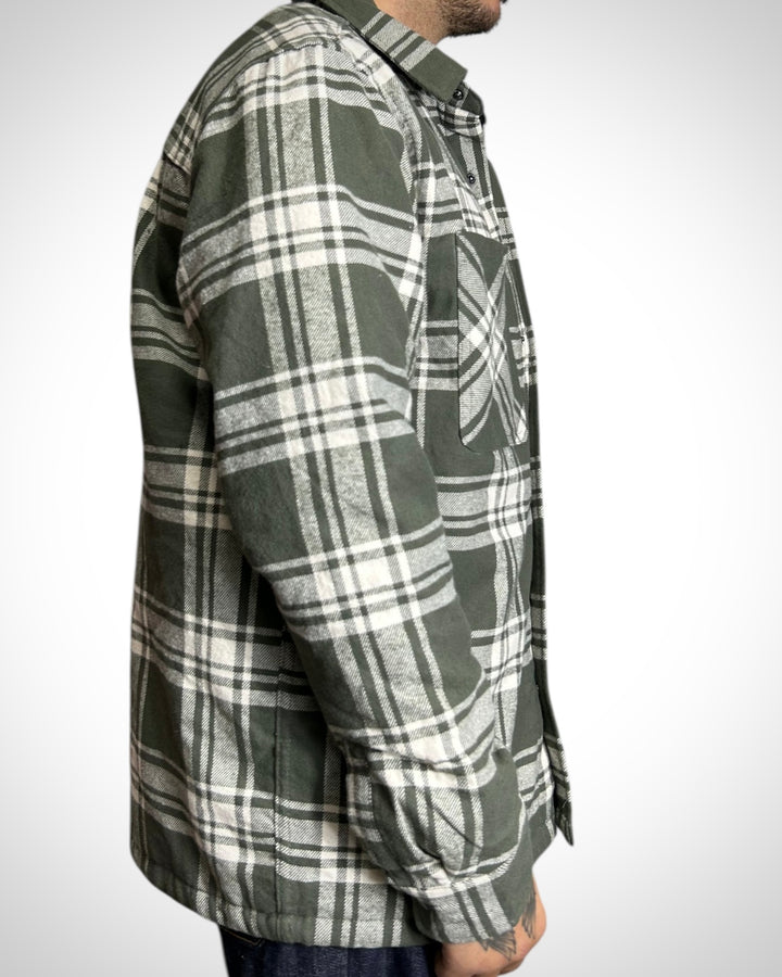 Vintage Check Padded Shirt Military Tone Interno piumino