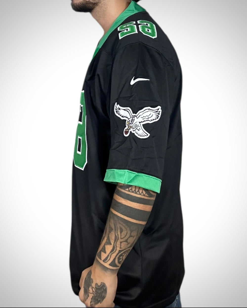 Maglia NFL Nike Philadelphia Eagles Jason Kelce #62 Nera/Verde NUOVA CON CARTELLINO