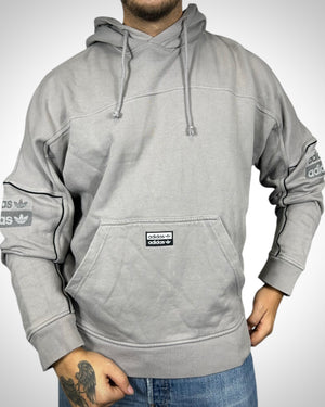 Felpa Hoodie Vintage Adidas Grigia con Logo Trefoil