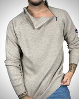 Maglione Vintage Diesel Beige con Collo Alto Zip