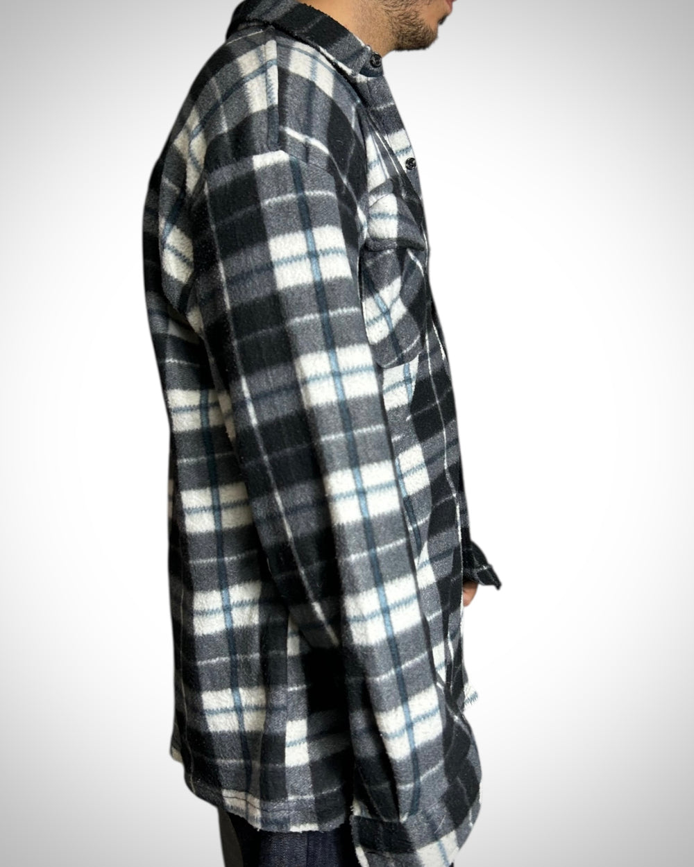 Vintage Check Shirt Pile Grey Black