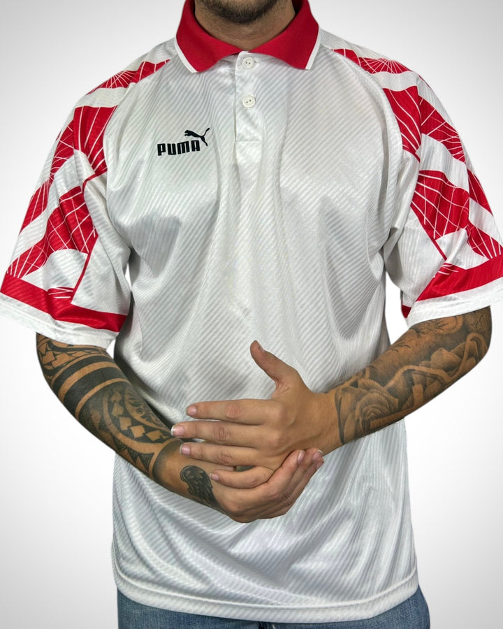 Maglia Puma training vintage 90s bianca e rossa