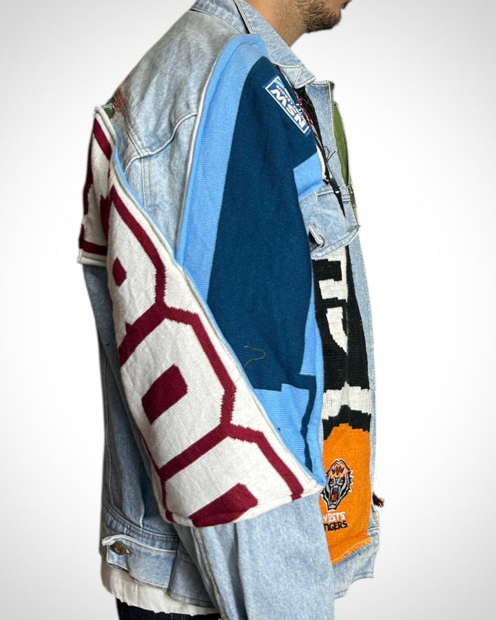 Reworked Denim Jacket - Patch Scarf Edition