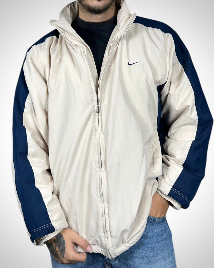 Giubbotto Vintage Nike Bicolor Beige e Blu Navy