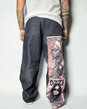 Reworked Evisu – Side Patch Monogram Rock Maxi Baggy