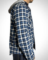 Vintage Hooded Check Shirt Blue White
