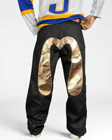 Jeans Reworked Evisu Black Denim Baggy con Gabbiano Gold