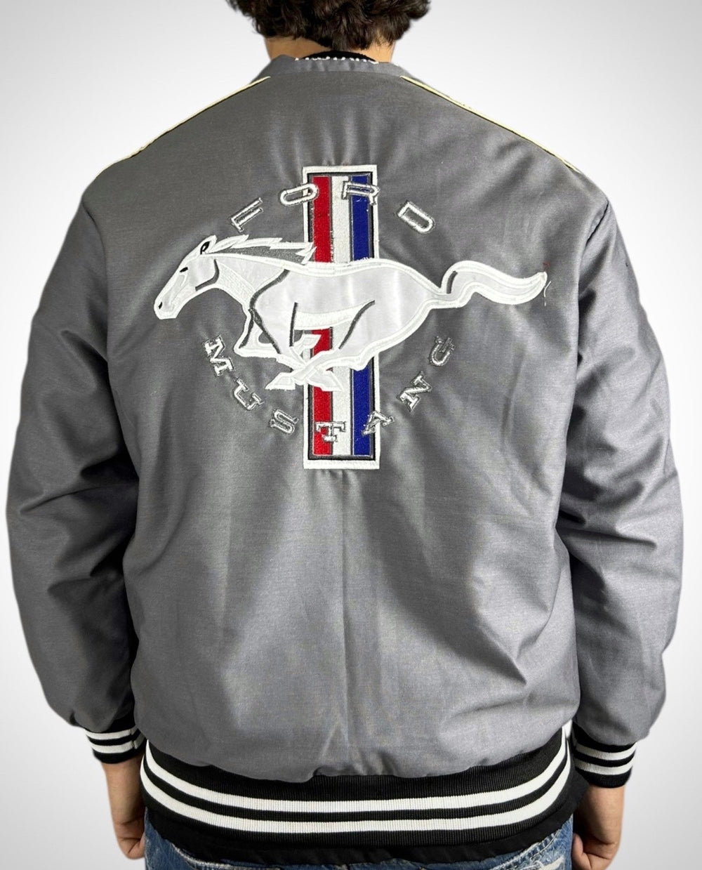 Giacca Racing Vintage Ford Mustang Grigia