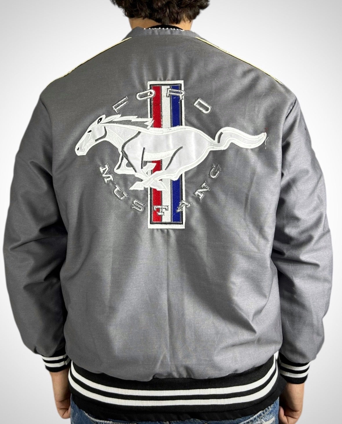 Giacca Racing Vintage Ford Mustang Grigia