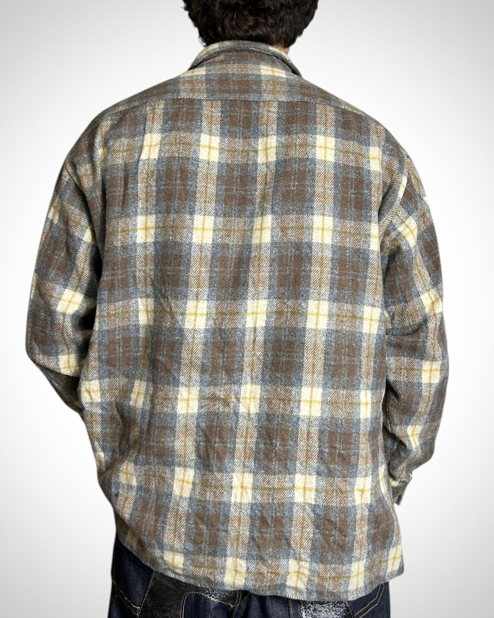 Vintage Check Shirt Brown Blue Zip