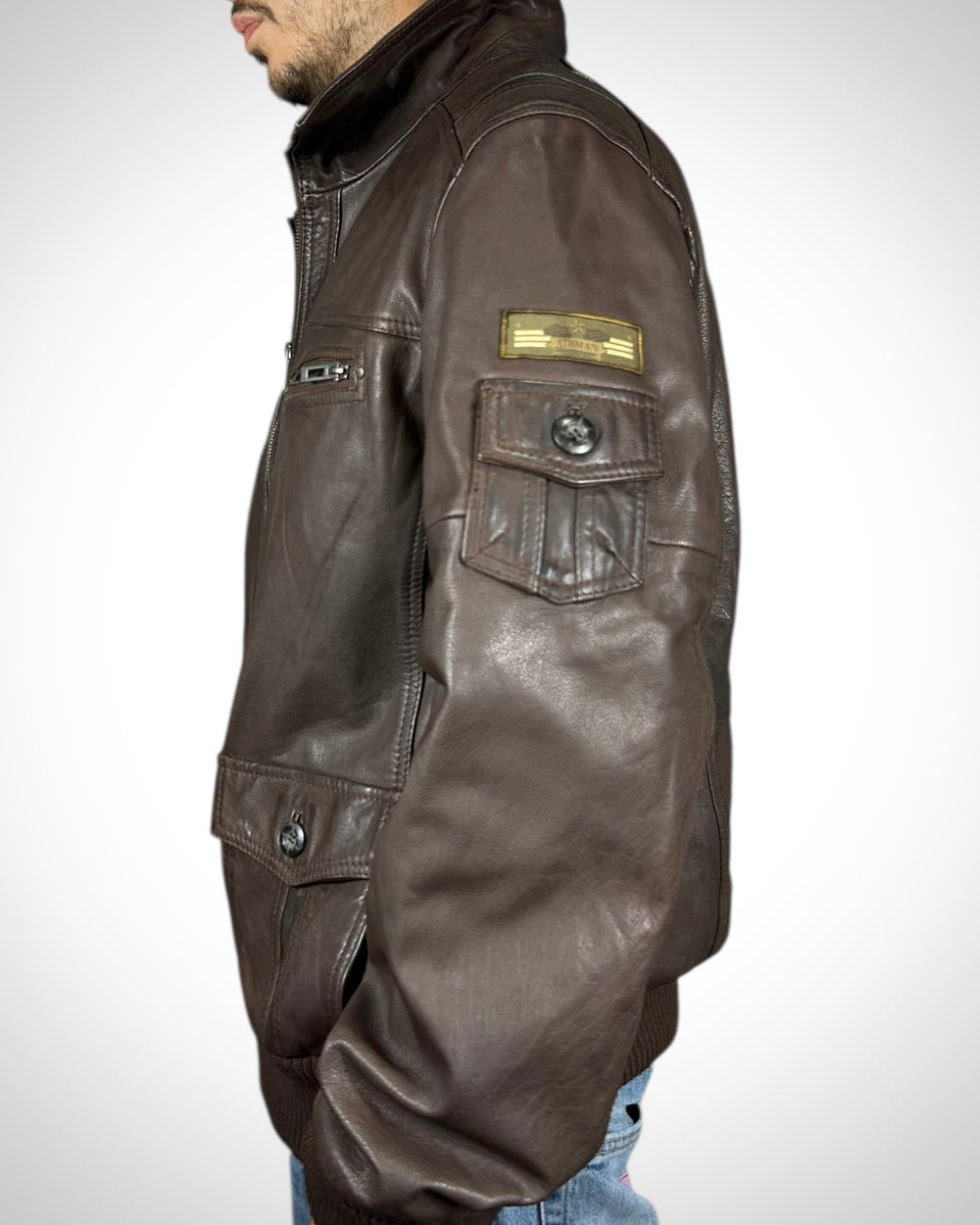 Giubbotto Vintage in Vera Pelle Marrone “Classic Pilot” — Aviation Style Anni ’80/’90