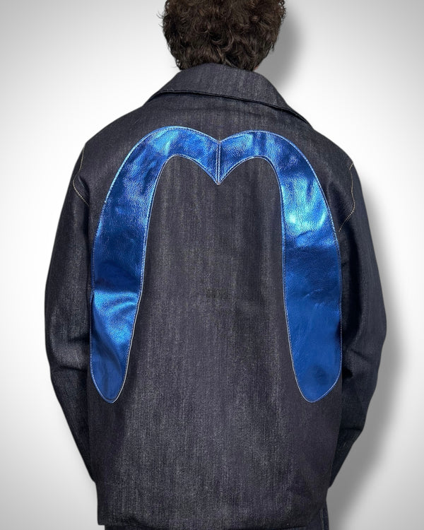 Giacca Reworked Evisu Blu Metallic Interno Trapuntato