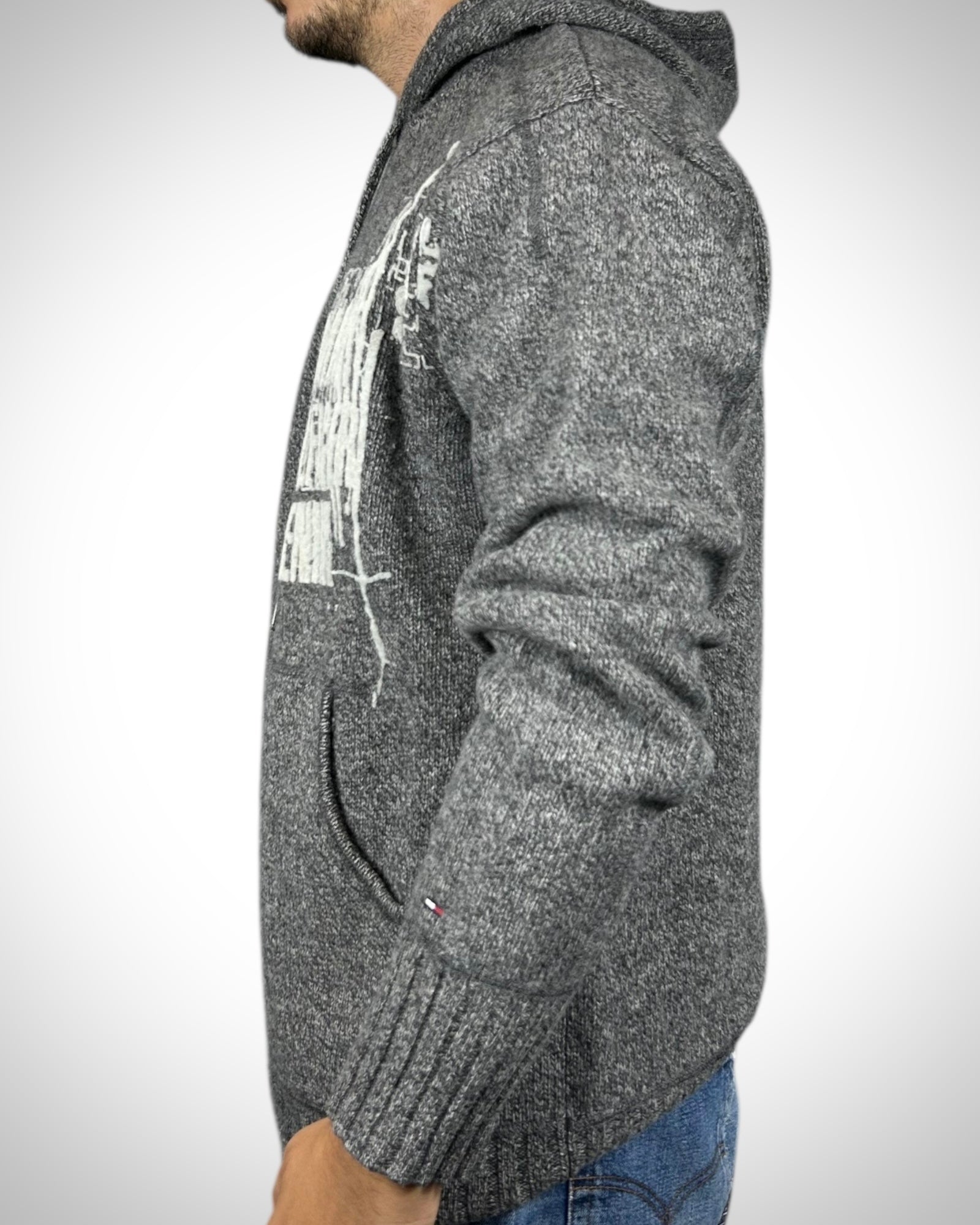 Felpa Hoodie Vintage Tommy Hilfiger Denim Grigia