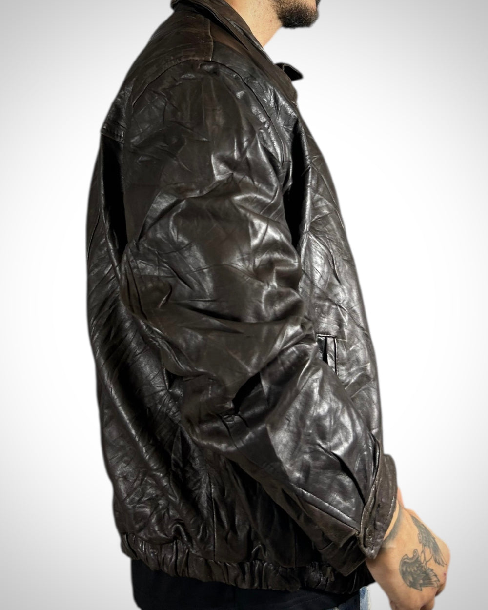 Giubbotto vintage in vera pelle marrone Chaps con maxi aquila USA