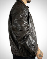 Giubbotto vintage in vera pelle marrone Chaps con maxi aquila USA