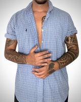 Camicia Ralph Lauren “Blake” Mezza Manica, Quadretti Azzurri e Bianchi