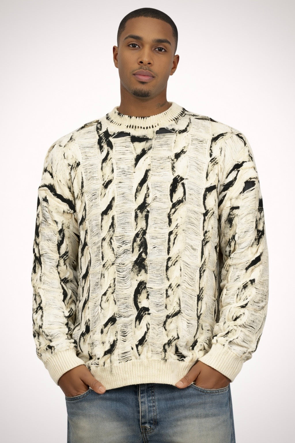 Contrast Cable Sweater