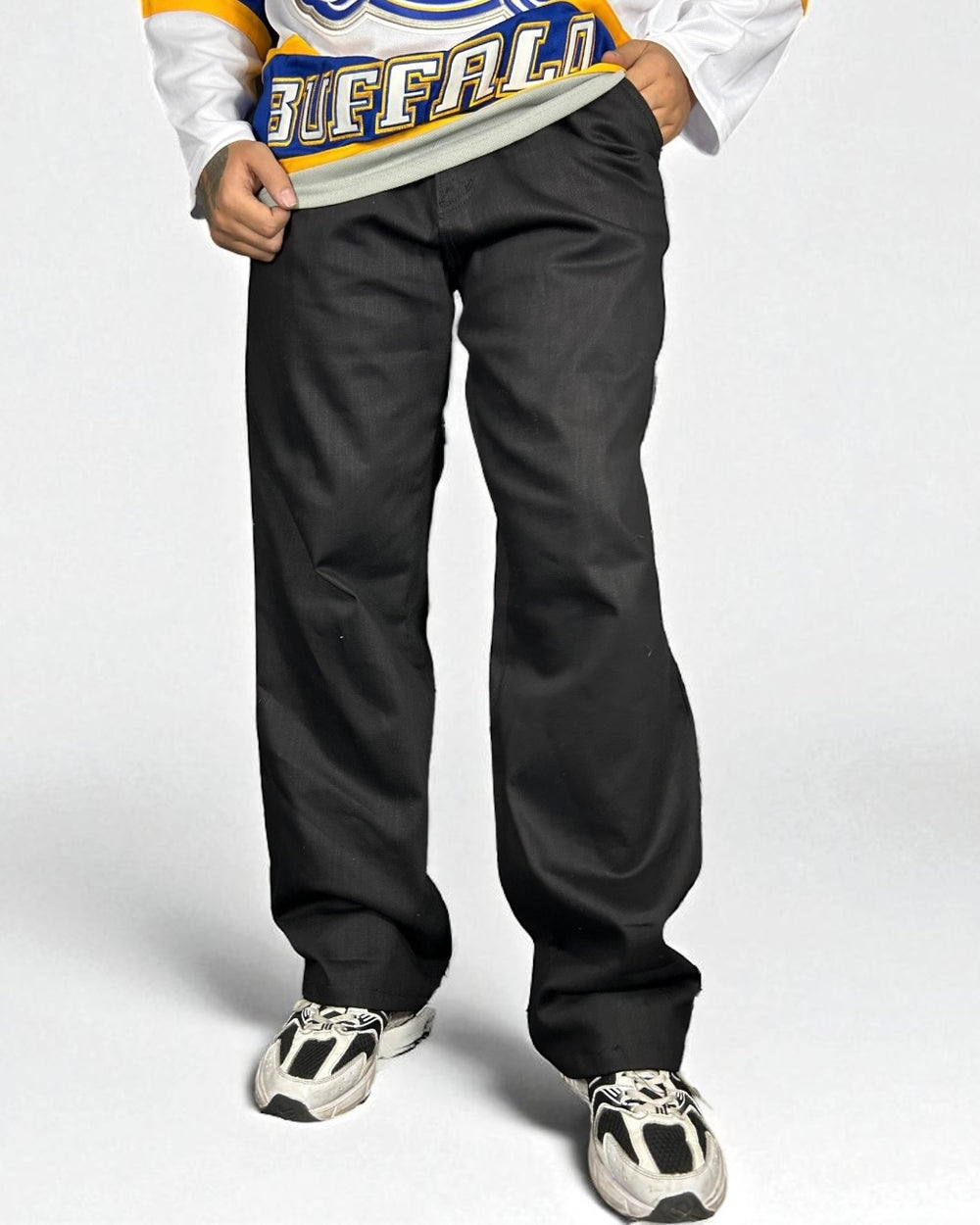 Jeans Reworked Evisu Black Denim Baggy con Gabbiano Gold