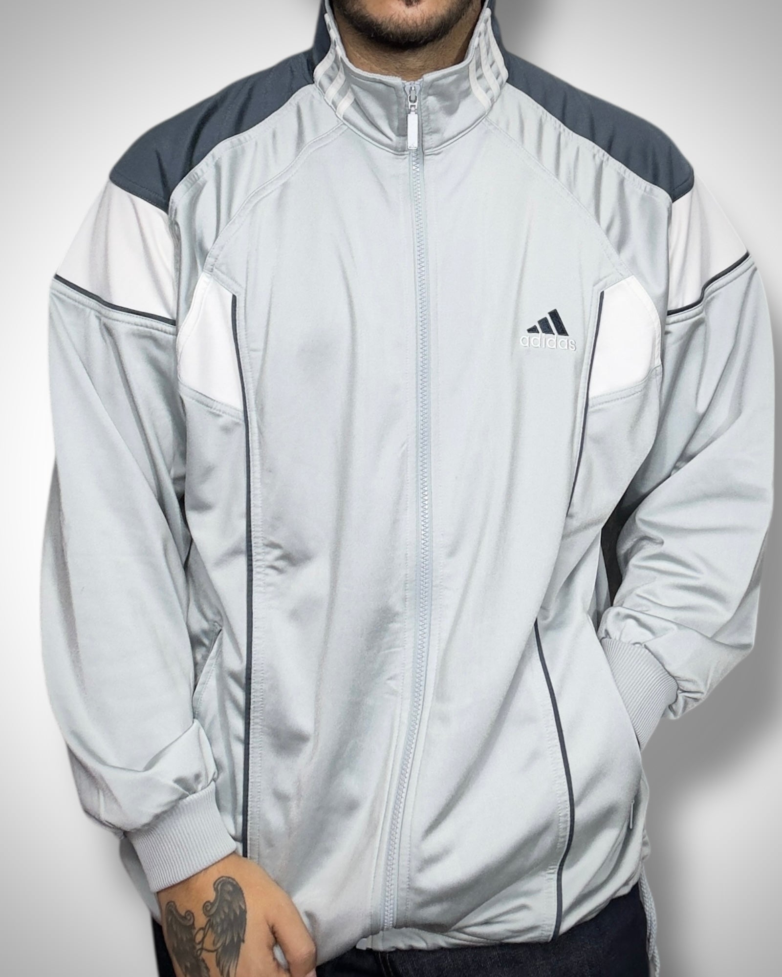 Adidas Vintage Track Jacket Bianco Grigio