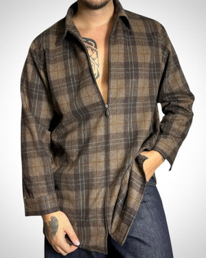 Vintage Wool Check Zip Shirt
