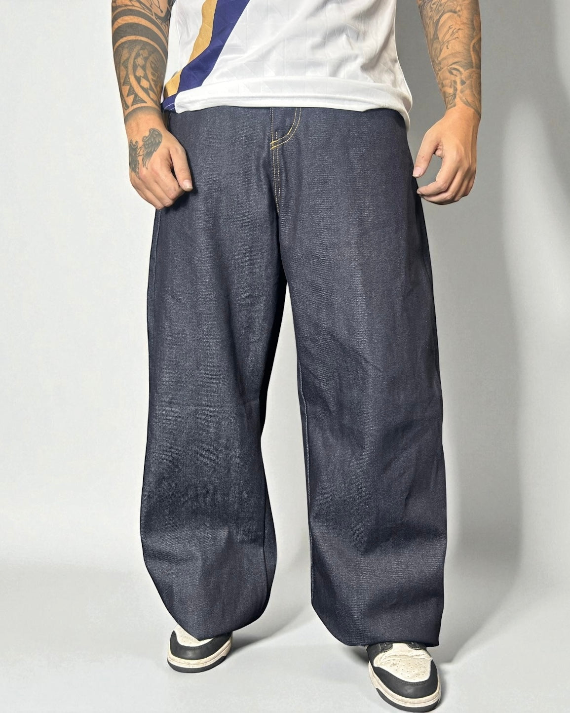 Reworked Evisu – Blue Dragon Double Patch Maxi Baggy
