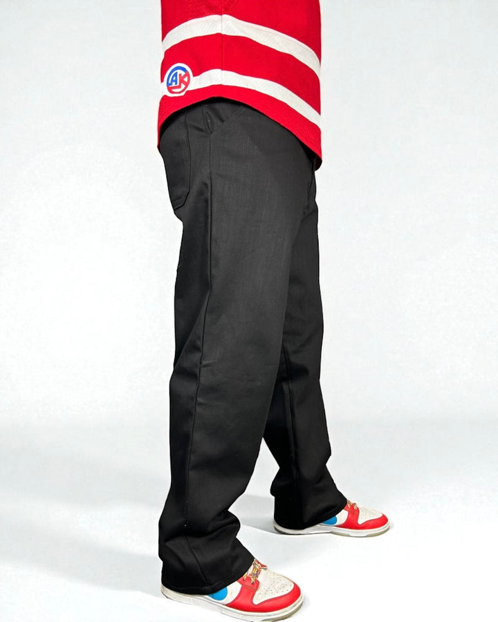 Jeans Reworked Evisu Black Denim Baggy con Gabbiano Multicolor “Marble”