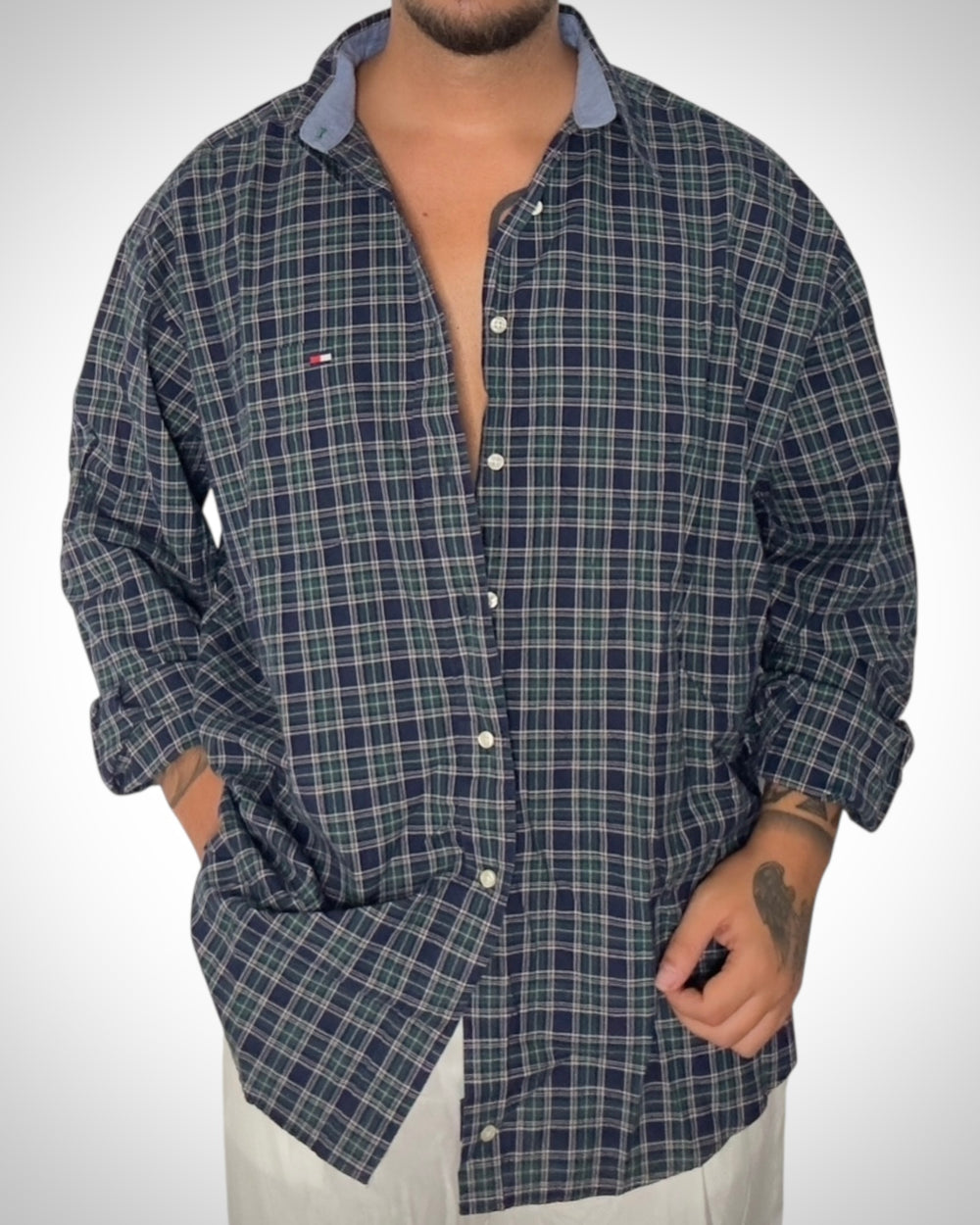 Camicia Vintage Tommy Hilfiger – Quadretti Verdi e Blu
